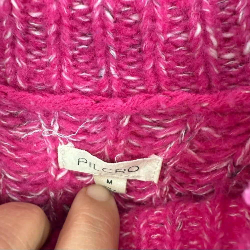 Anthropologie Pilcro Mock Neck Chunky Rib Knit Sweater Size M Pink Pullover